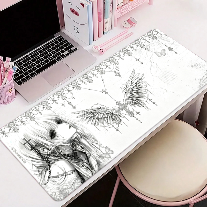 Tech Accessories For Office Desk - Mousepad de Couro Preto e Branco